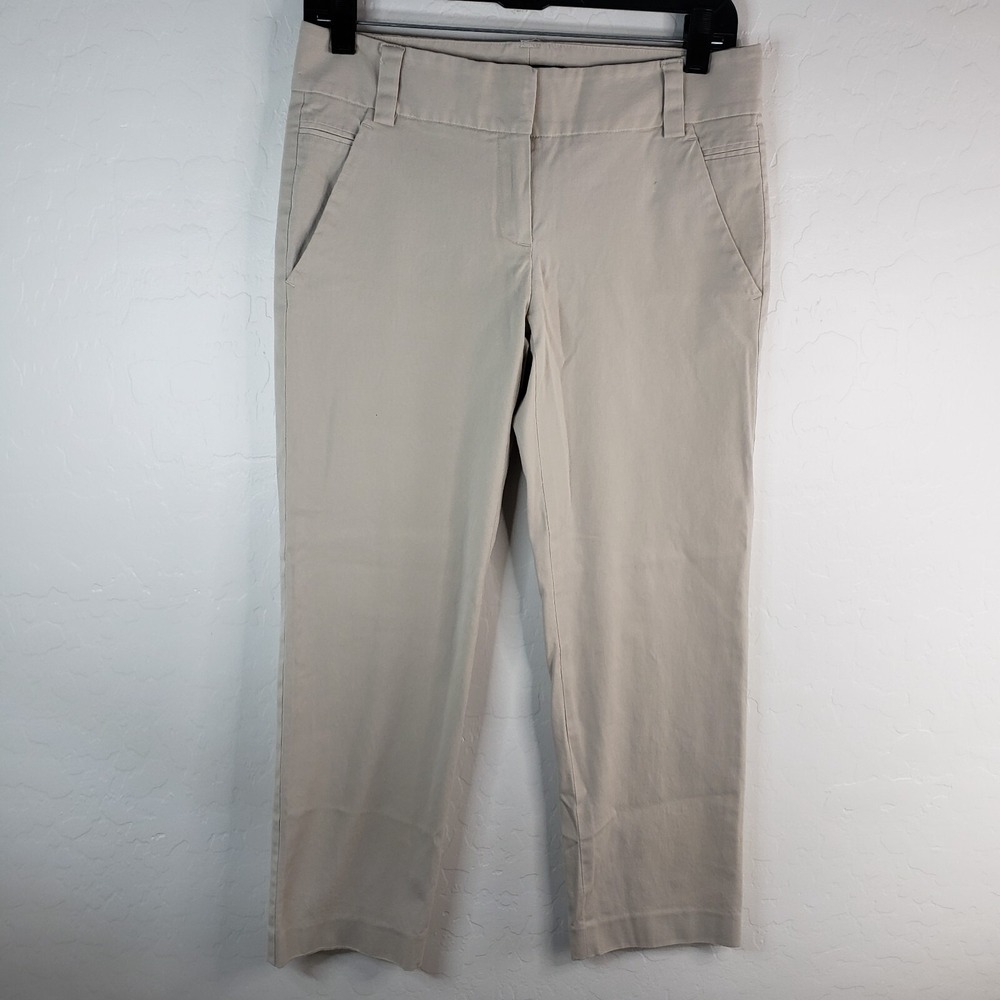 THEORY Pants Women's Size 6 Chino Cropped Khaki Straight Leg Pockets‎ Athleisure